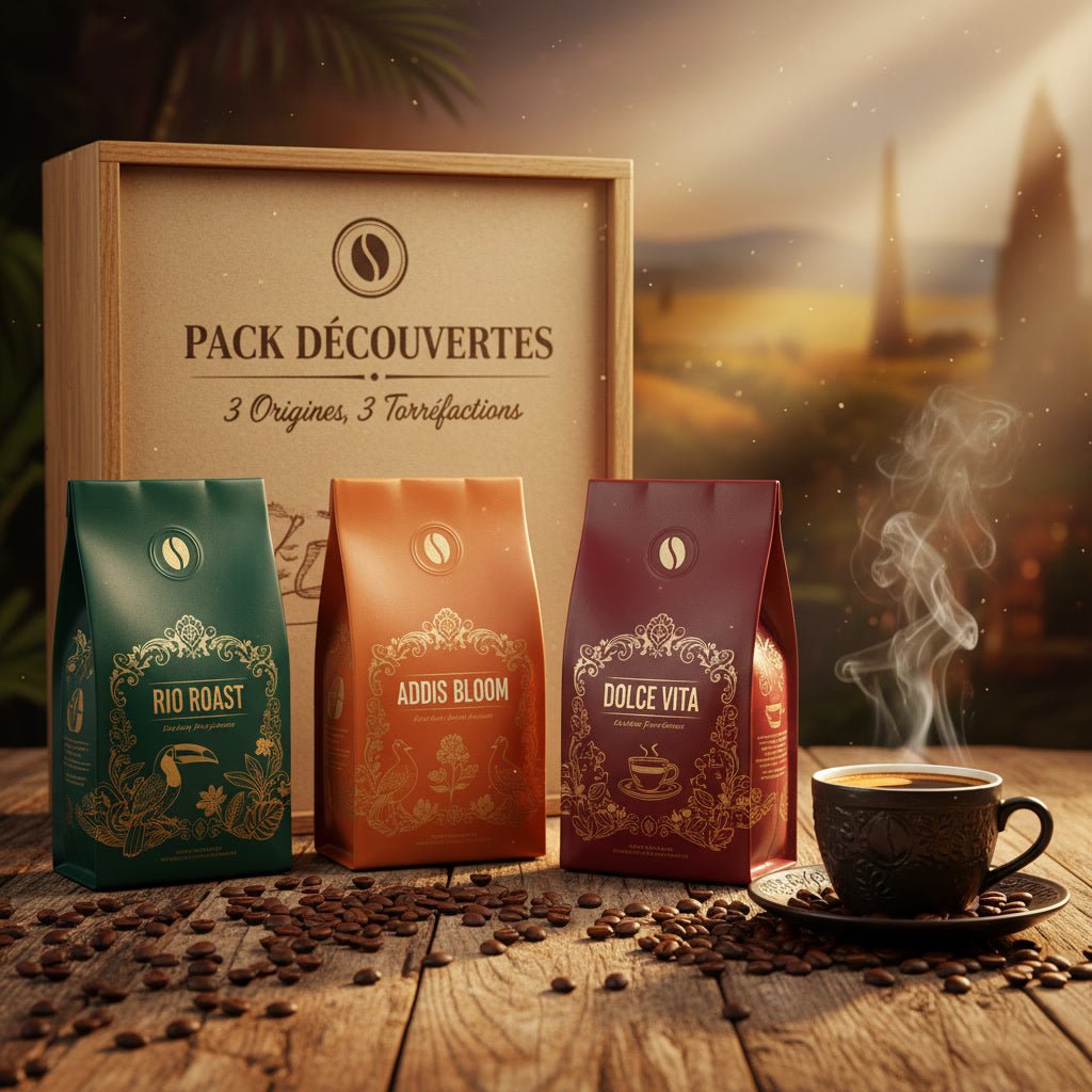 Ensemble de café Zaro en pack découvertes, idéal pour un cadeau gourmand.